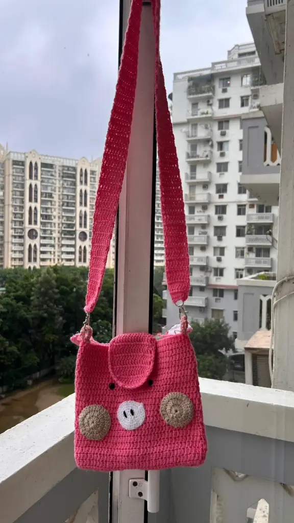 Crochet Pig Sling Bag 
