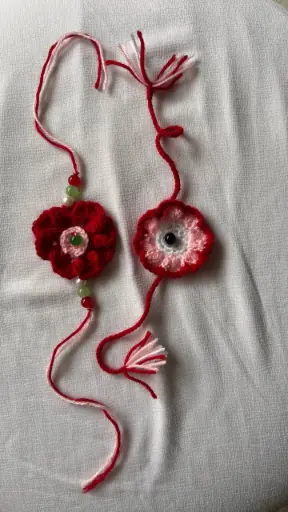 Crochet Rakhi (with roli chawal)